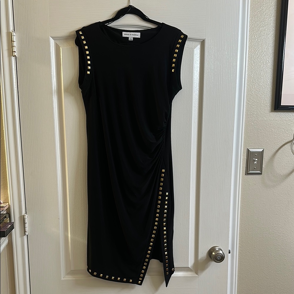 Black Asymmetrical Embellished Cocktail Dress